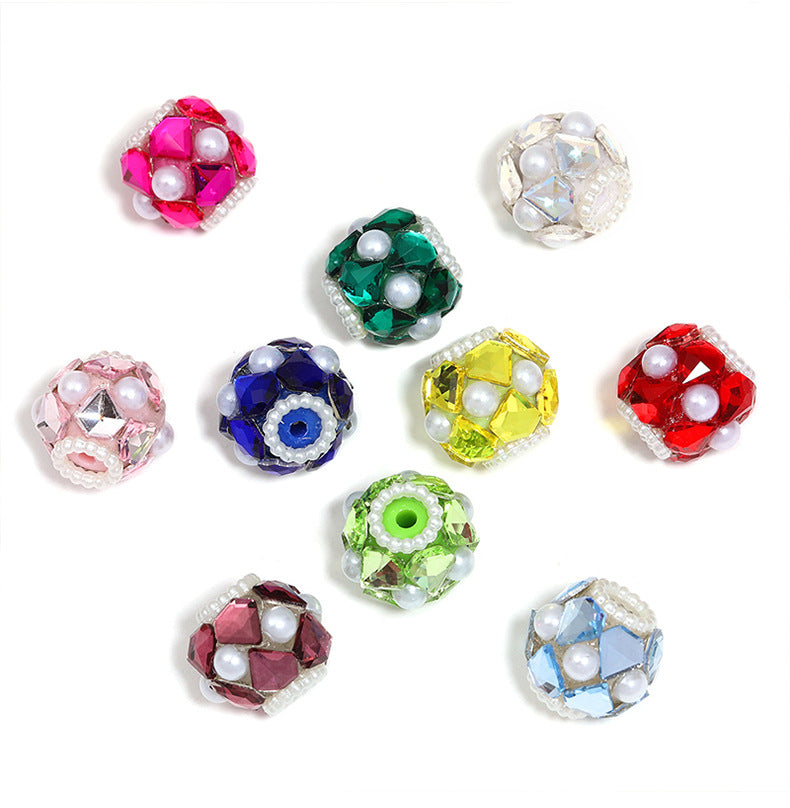 Wholesale 10pcs/pack Heavy-duty colored diamond pearl diamond ball DIY through-hole beading